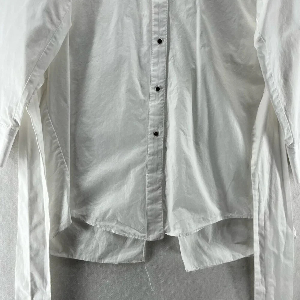 River Island Top Womens 8 Tunic Button Front Long Sleeve Tie Front Vented White - Picture 4 of 12